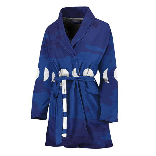Starry Sky Lunar Phase Print Women's Bathrobe