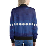 Starry Sky Lunar Phase Print Women's Bomber Jacket