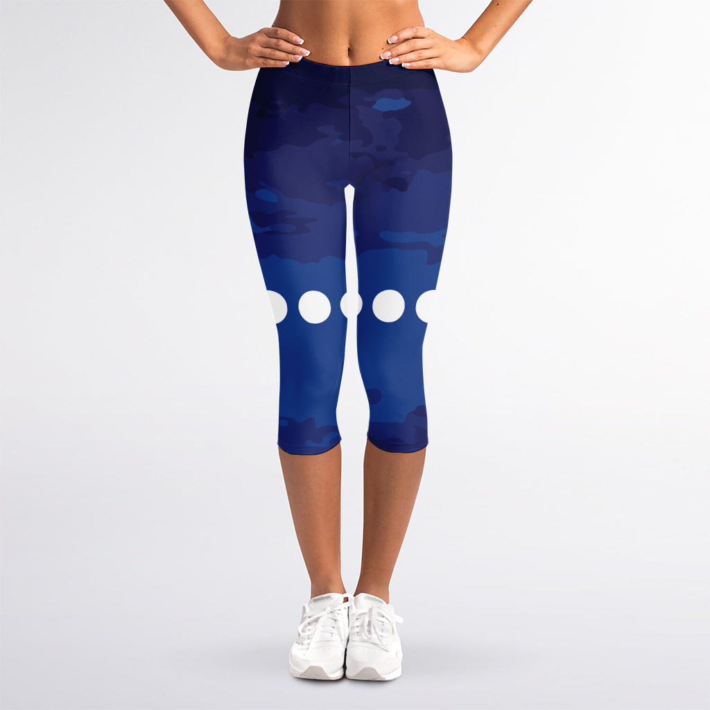 Starry Sky Lunar Phase Print Women's Capri Leggings