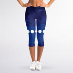 Starry Sky Lunar Phase Print Women's Capri Leggings