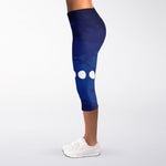 Starry Sky Lunar Phase Print Women's Capri Leggings