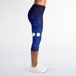 Starry Sky Lunar Phase Print Women's Capri Leggings