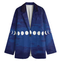 Starry Sky Lunar Phase Print Women's Cotton Blazer