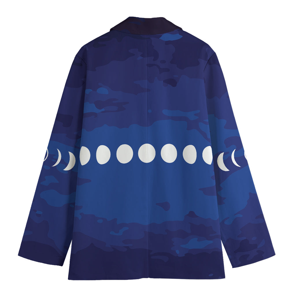 Starry Sky Lunar Phase Print Women's Cotton Blazer