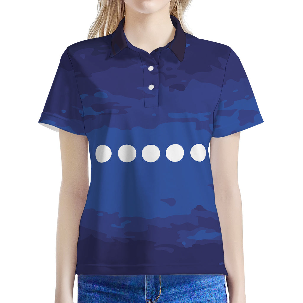 Starry Sky Lunar Phase Print Women's Polo Shirt