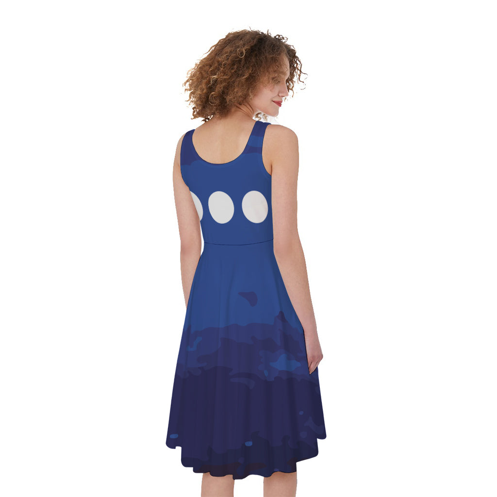 Starry Sky Lunar Phase Print Women's Sleeveless Dress