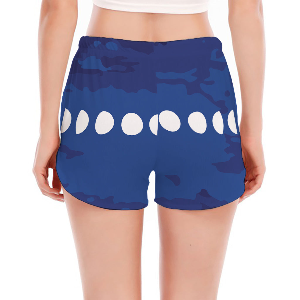 Starry Sky Lunar Phase Print Women's Split Running Shorts