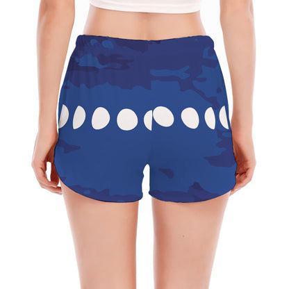 Starry Sky Lunar Phase Print Women's Split Running Shorts