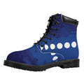 Starry Sky Lunar Phase Print Padded Collar Lace Up Boots