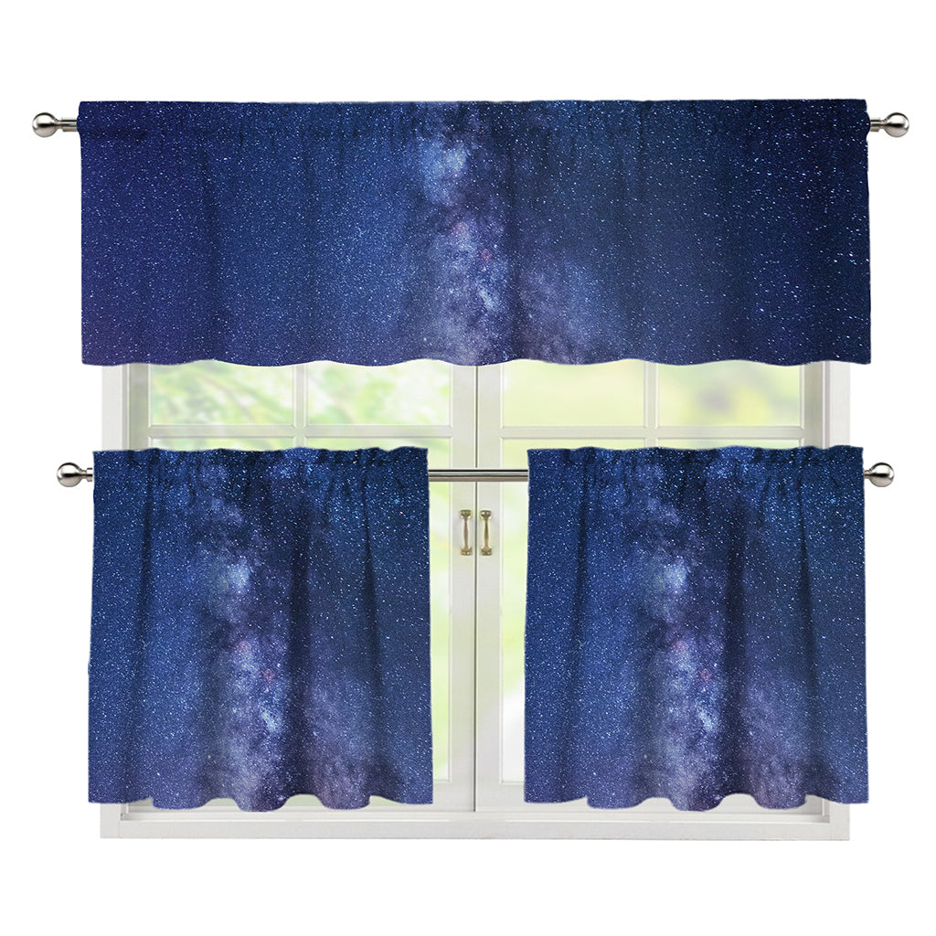 Stars Night Milky Way Print 3 Piece Kitchen Curtains