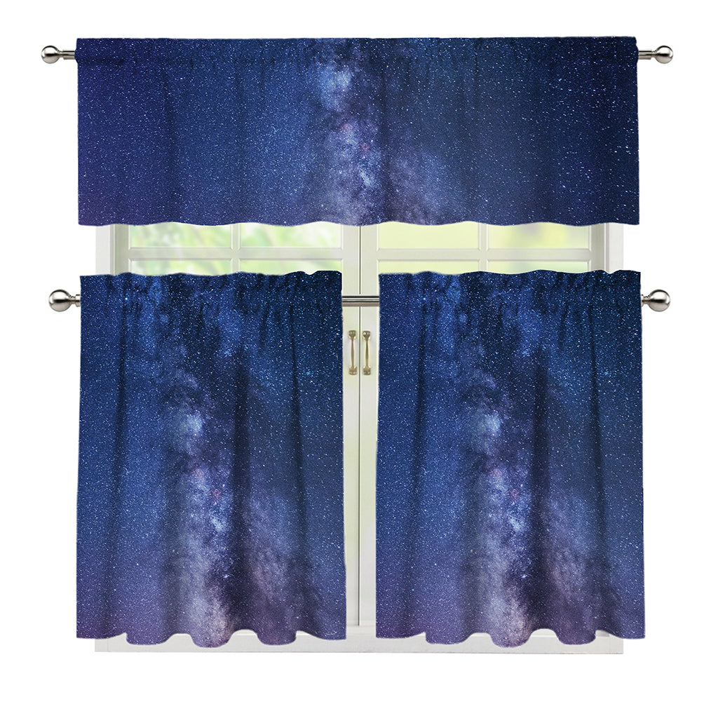 Stars Night Milky Way Print 3 Piece Kitchen Curtains