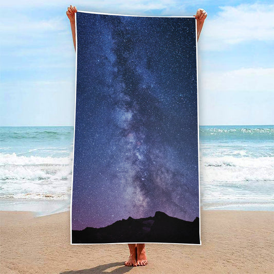 Stars Night Milky Way Print Beach Towel