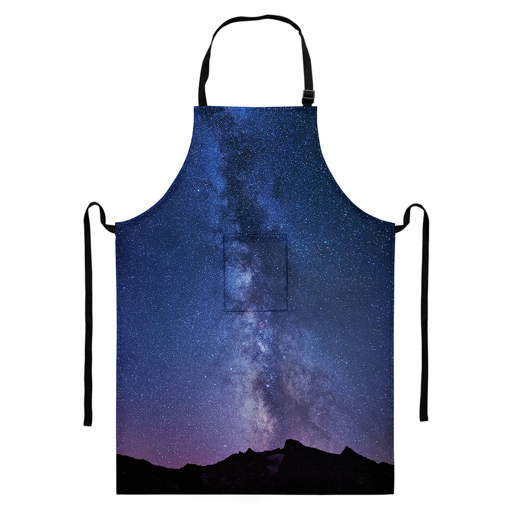 Stars Night Milky Way Print Bib Apron With Pocket