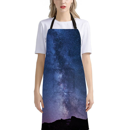Stars Night Milky Way Print Bib Apron With Pocket