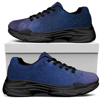 Stars Night Milky Way Print Black Chunky Shoes