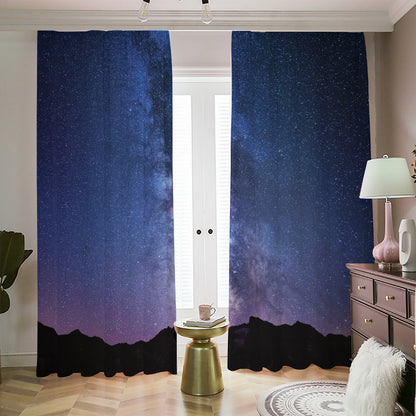 Stars Night Milky Way Print Blackout Pencil Pleat Curtains