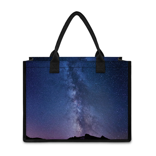 Stars Night Milky Way Print Canvas Tote Bag