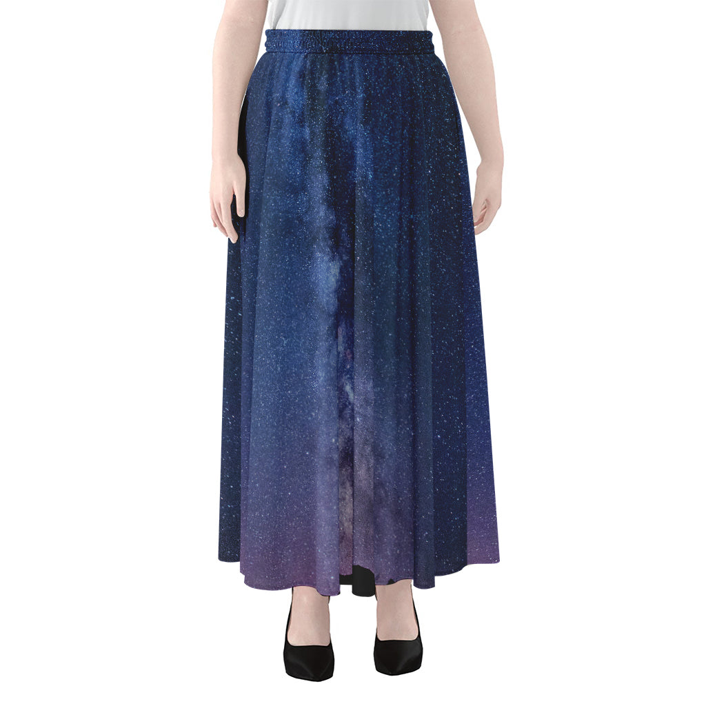 Stars Night Milky Way Print Chiffon Maxi Skirt