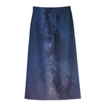 Stars Night Milky Way Print Cotton Front Slit Maxi Skirt