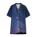 Stars Night Milky Way Print Cotton Hawaiian Shirt