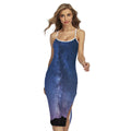 Stars Night Milky Way Print Cross Back Cami Dress