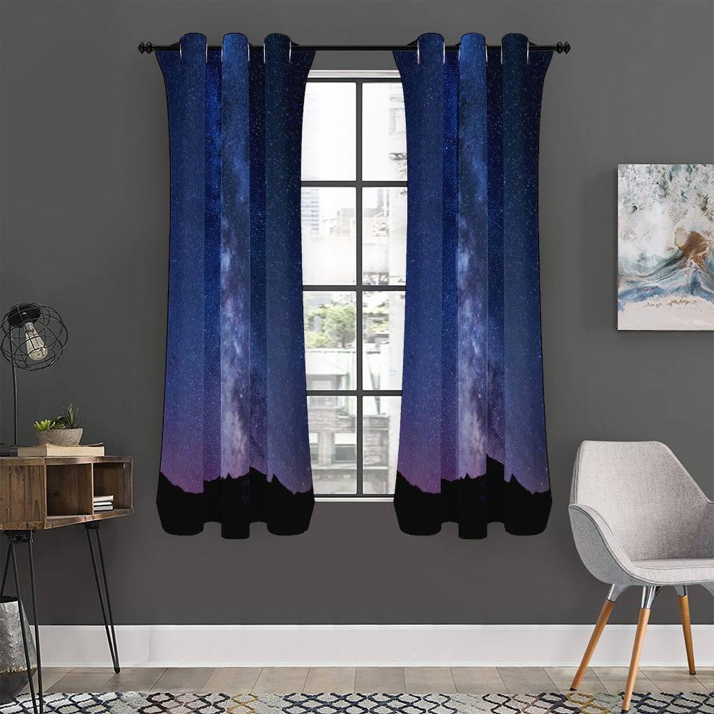 Stars Night Milky Way Print Curtain