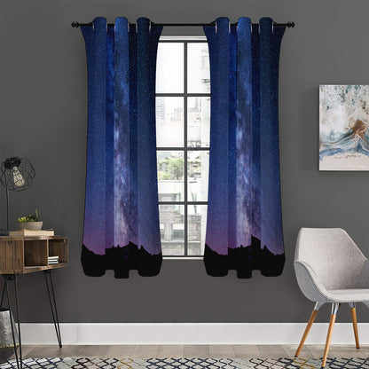 Stars Night Milky Way Print Curtain