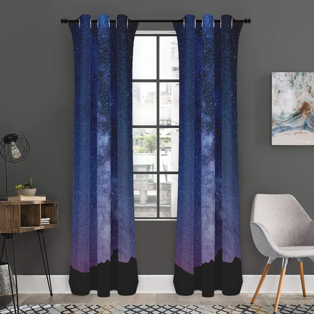 Stars Night Milky Way Print Curtain