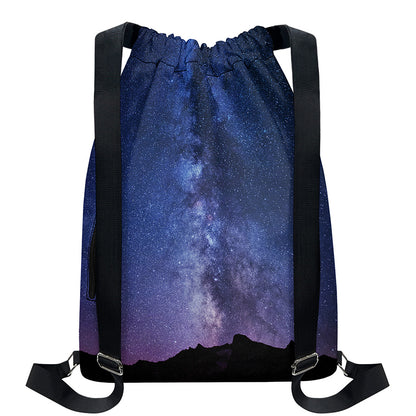 Stars Night Milky Way Print Drawstring Backpack