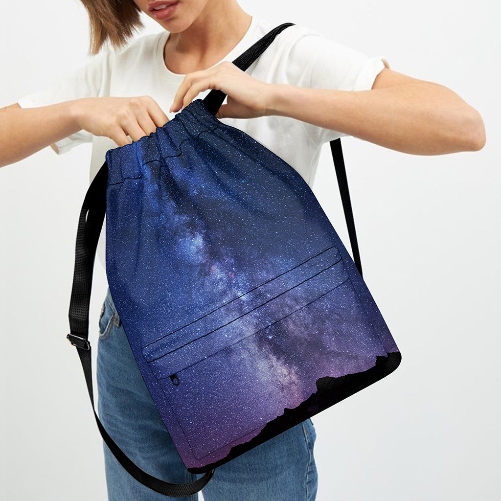 Stars Night Milky Way Print Drawstring Backpack