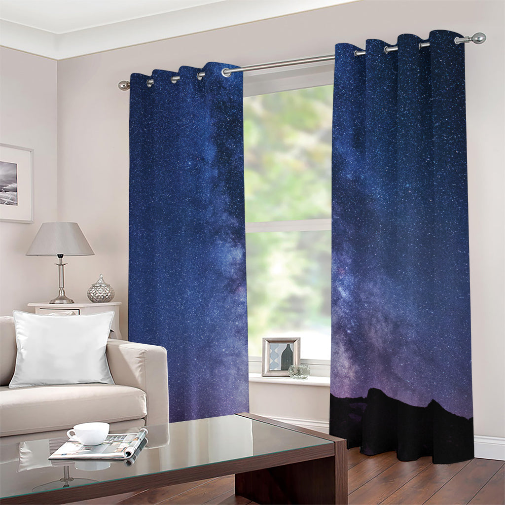 Stars Night Milky Way Print Grommet Curtains