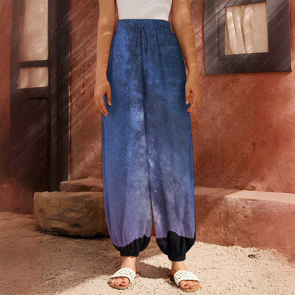Stars Night Milky Way Print Harem Pants