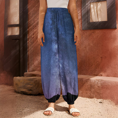 Stars Night Milky Way Print Harem Pants