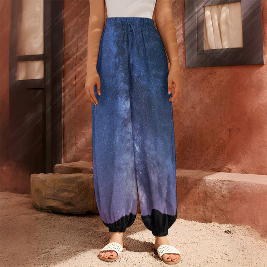 Stars Night Milky Way Print Harem Pants