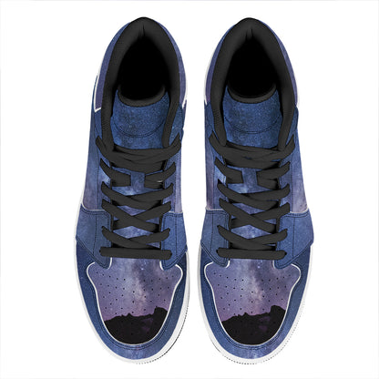Stars Night Milky Way Print High Top Leather Sneakers