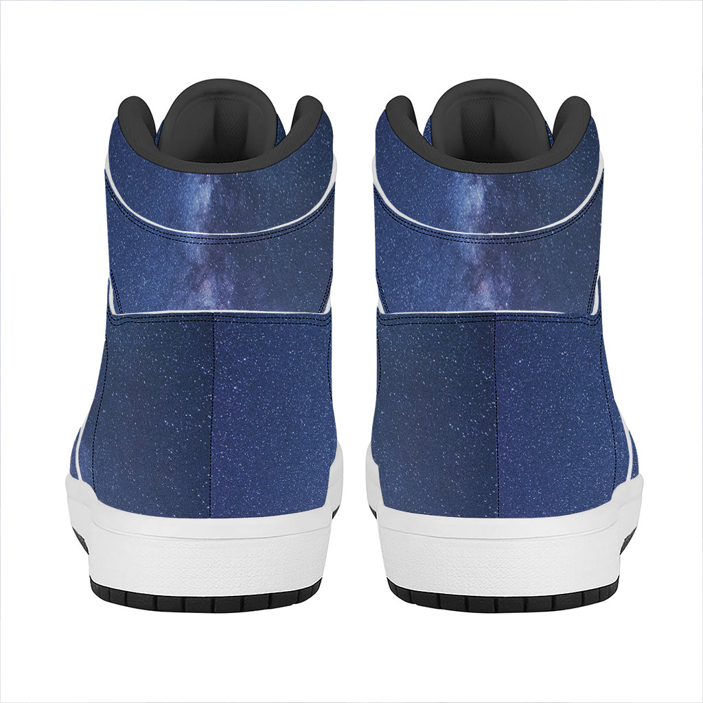 Stars Night Milky Way Print High Top Leather Sneakers
