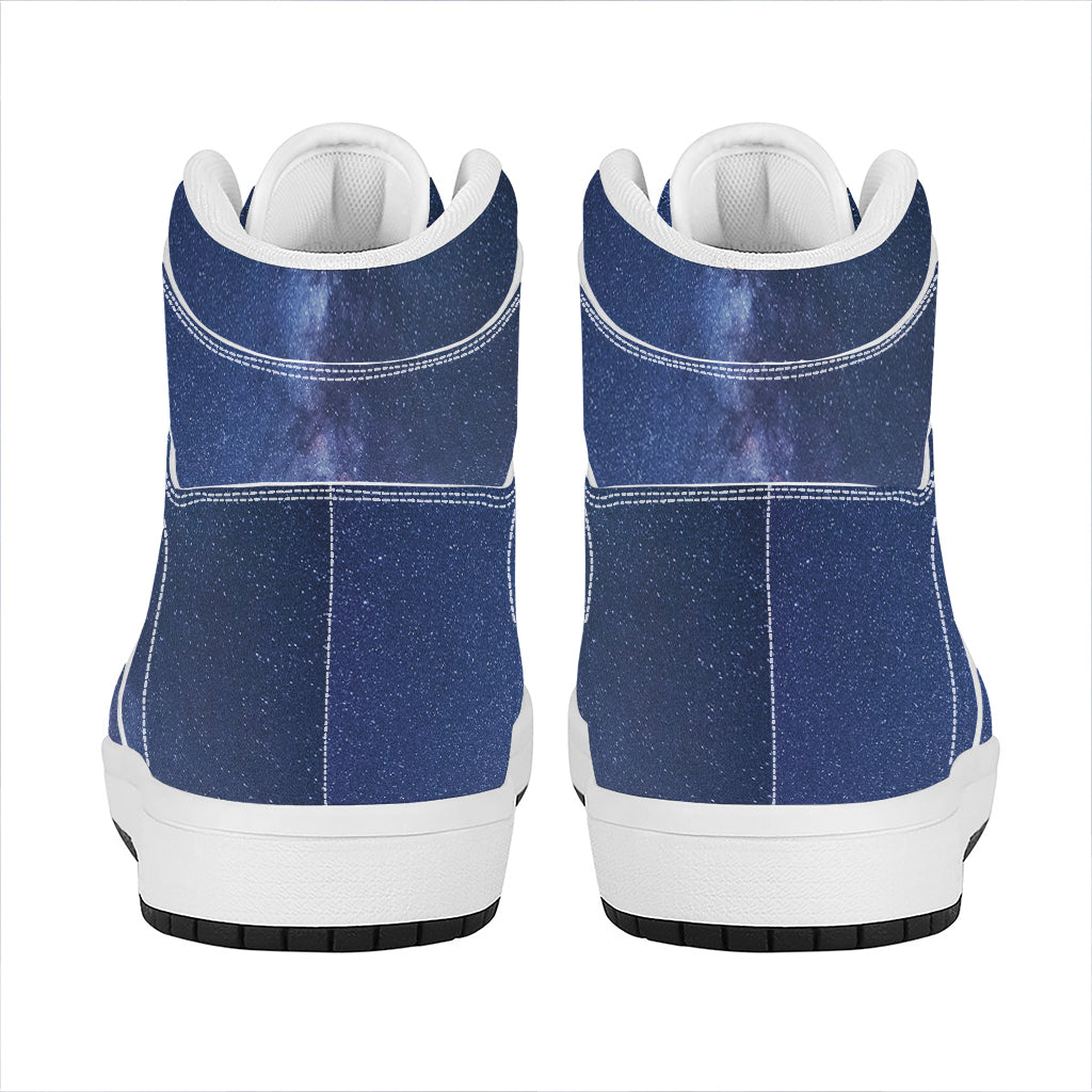 Stars Night Milky Way Print High Top Leather Sneakers