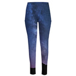 Stars Night Milky Way Print High-Waisted Pocket Leggings