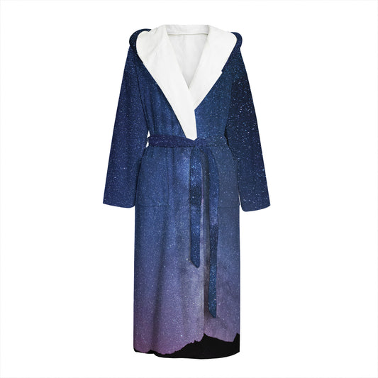 Stars Night Milky Way Print Hooded Bathrobe