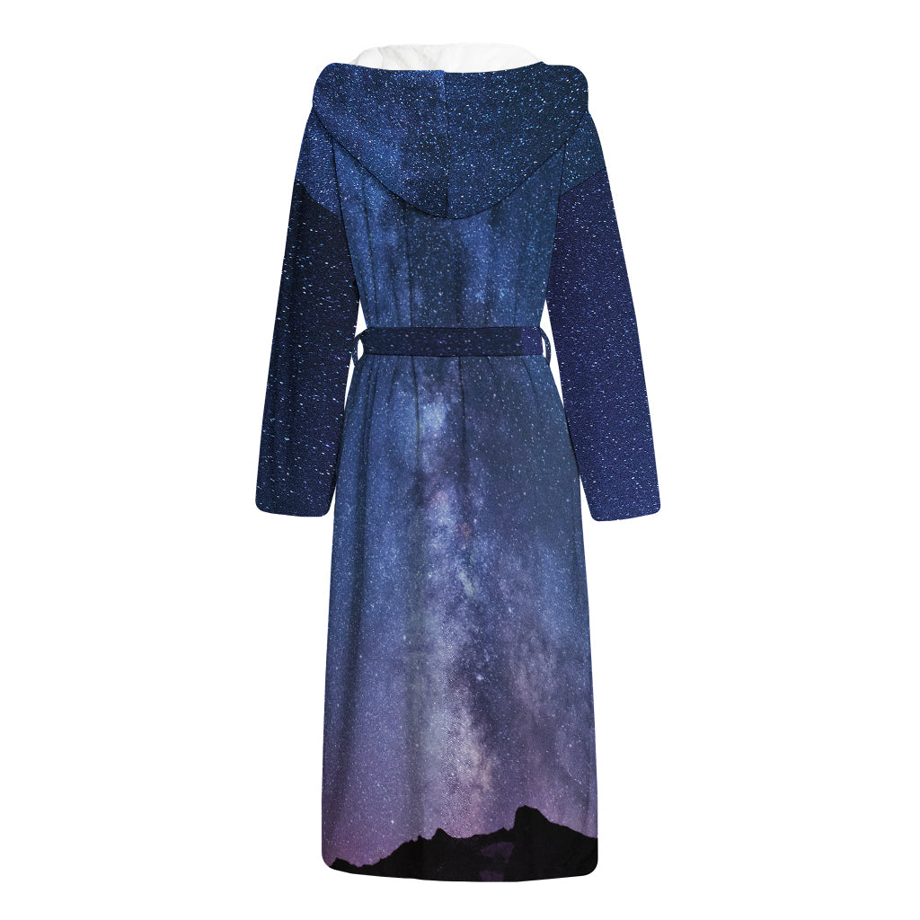 Stars Night Milky Way Print Hooded Bathrobe