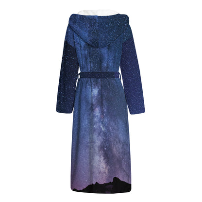 Stars Night Milky Way Print Hooded Bathrobe