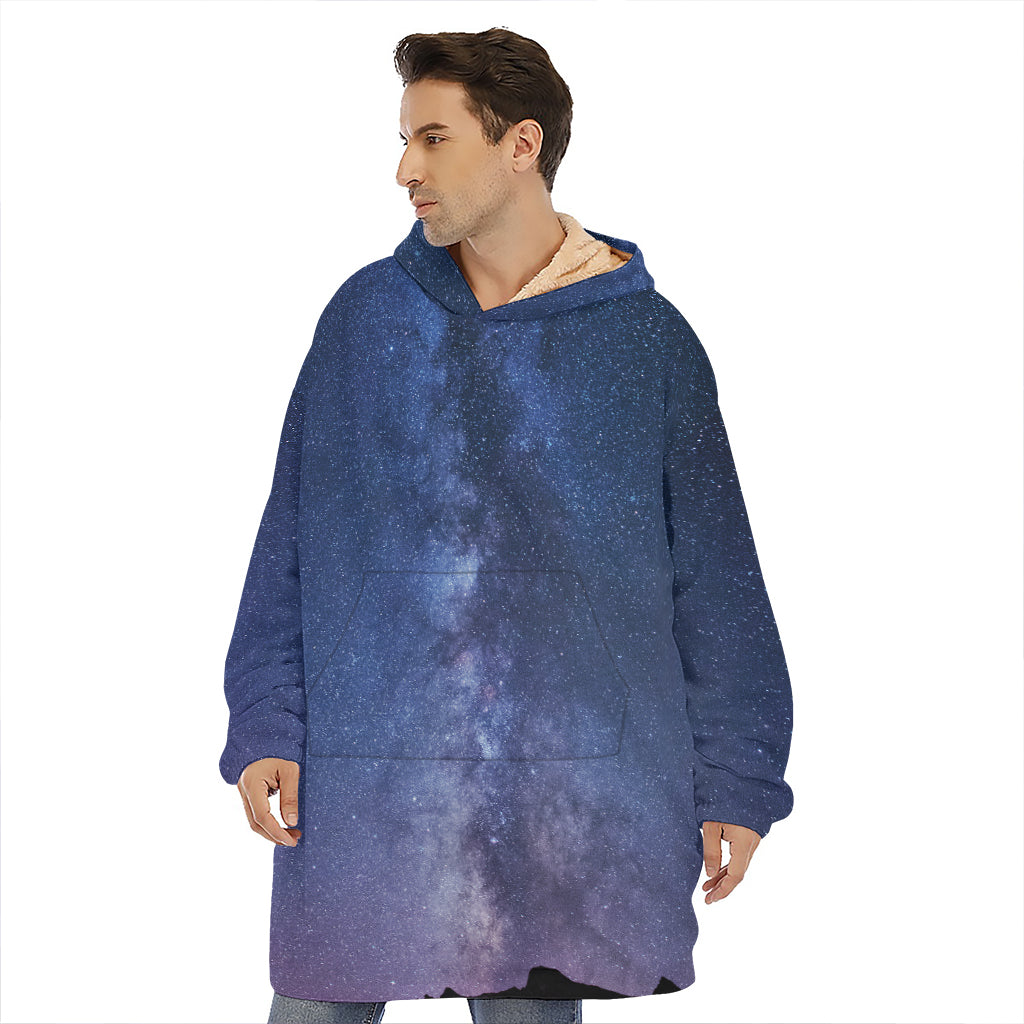 Stars Night Milky Way Print Hoodie Blanket