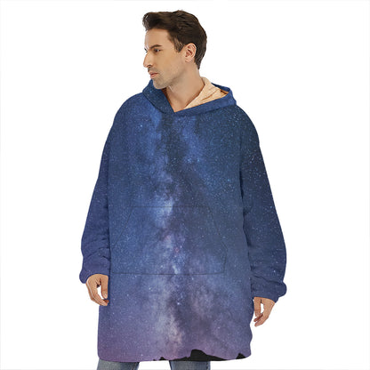 Stars Night Milky Way Print Hoodie Blanket