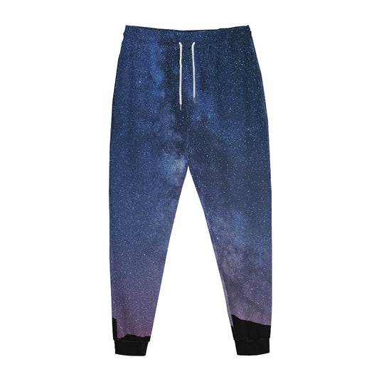 Stars Night Milky Way Print Jogger Pants