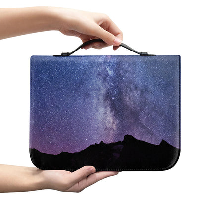 Stars Night Milky Way Print Leather Bible Cover