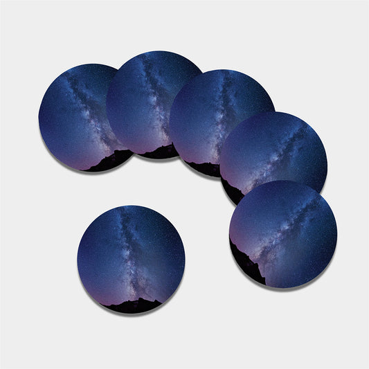 Stars Night Milky Way Print Leather Coaster Set