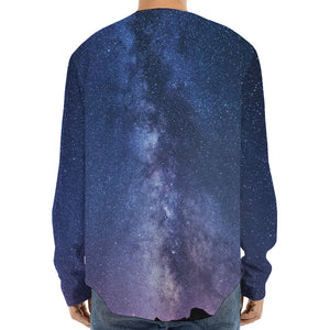 Stars Night Milky Way Print Long Sleeve Baseball Jersey