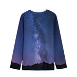 Stars Night Milky Way Print Long Sleeve Short Coat