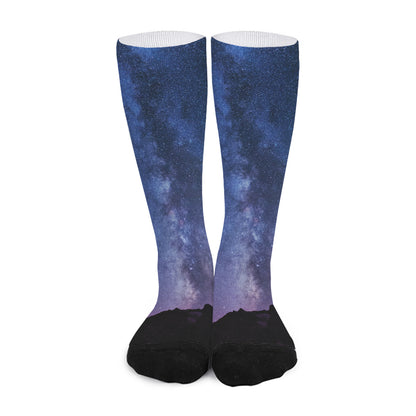 Stars Night Milky Way Print Long Socks