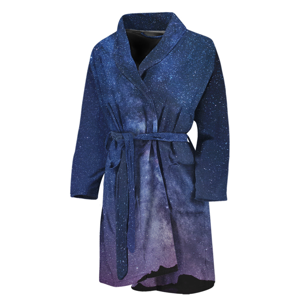 Stars Night Milky Way Print Men's Bathrobe